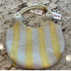T.J.Maxx Yellow and White Beaded Mini Tote bag